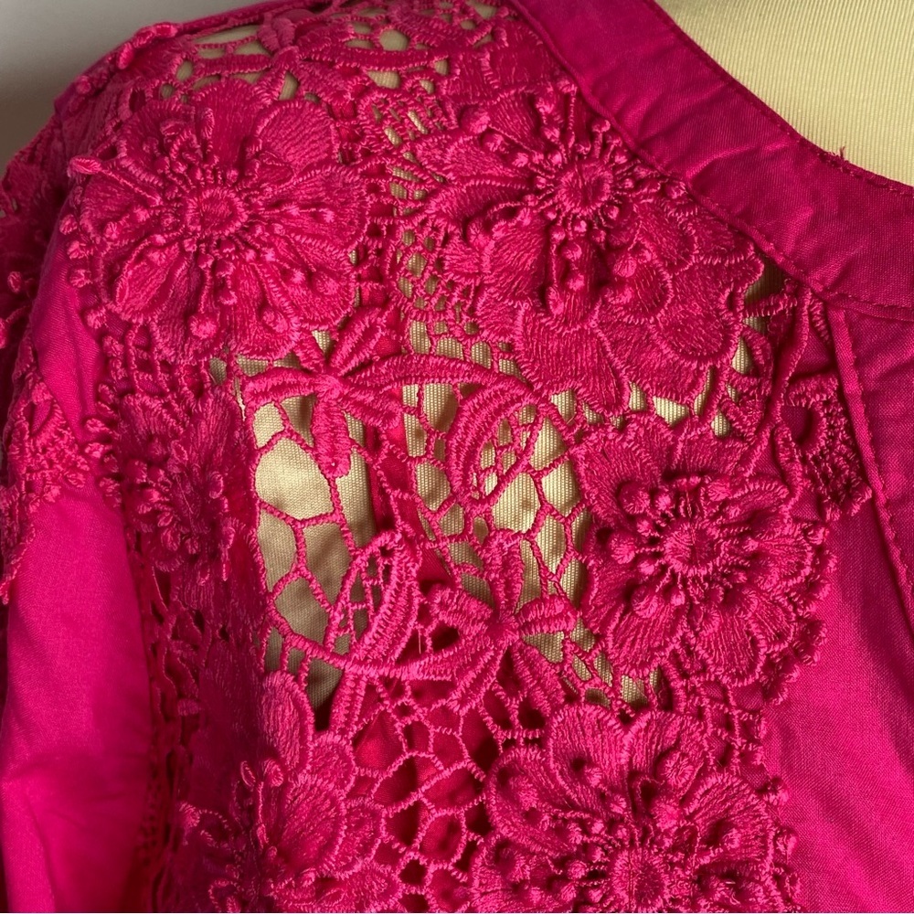 Boston Proper Pink Lace Inset Button Up Blouse - Picture 6 of 15